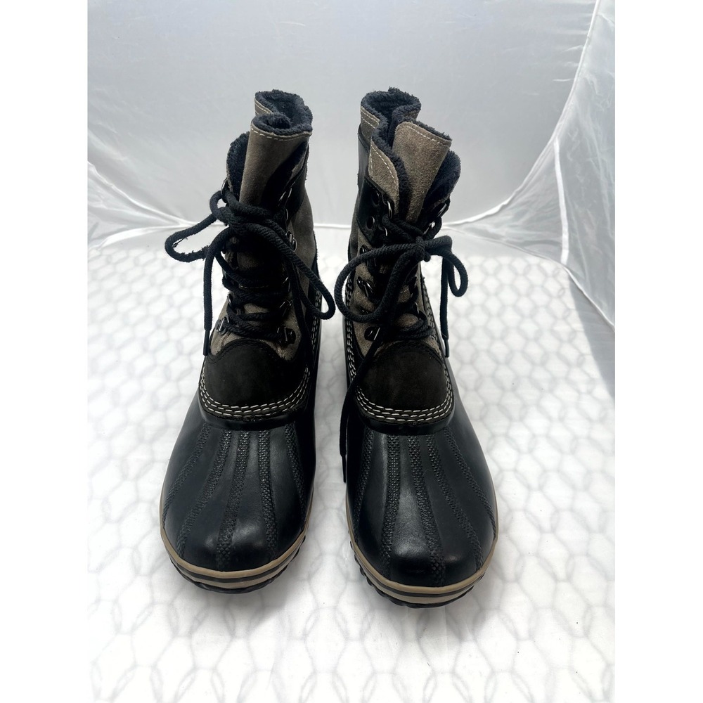 Sorel Winter Fancy Lace NL2125-011 Duck Women 10 Black Gray Insulated Snow Boots